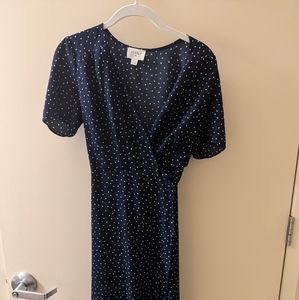 Navy Blue Polkadot Wrap Dress from Boutique